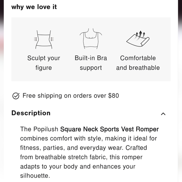 Popilush Square neck body suit, size Large, Navy - Picture 4 of 6